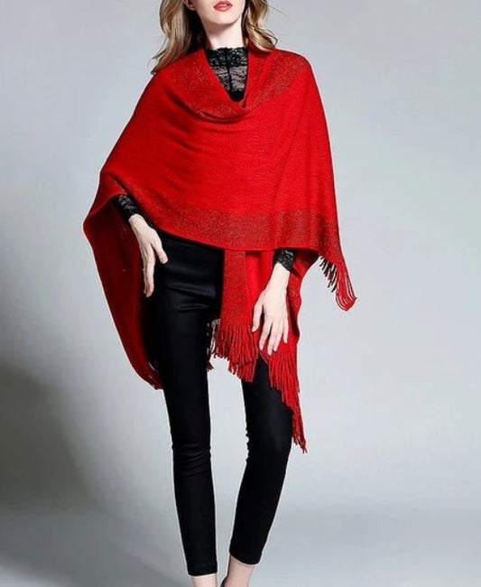 TLM Womens Poncho with Fringes